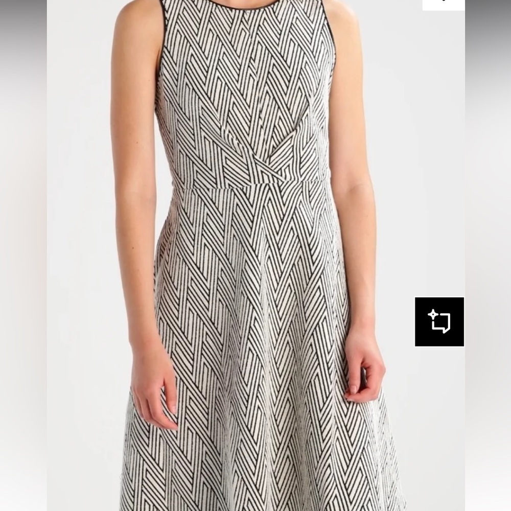 Banana Republic Black and White Geometric Midi Dress
